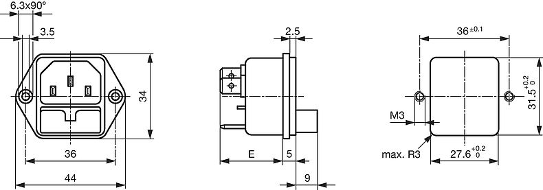 Screw-On Mounting Power Entry Connector IEC Appliance Inlet C14 with Fuseholder 6220.2300 Pack of 5 6220 Series, Screw-On Mounting Power Entry Connector IEC Appliance Inlet C14 with Fuseholder 6220.2300 Pack of 5 6220 Series,